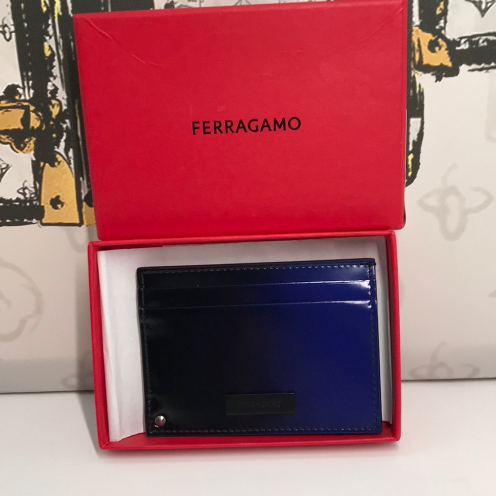 New Authentic Salvatore Ferragamo Blue Card Holder - Picture 3 of 7